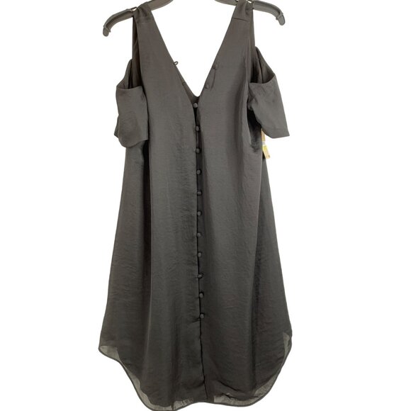 Rachel Rachel Roy Size S/M Black Double V Swing Dress Cold Shoulder Mini 6945 - Picture 4 of 16